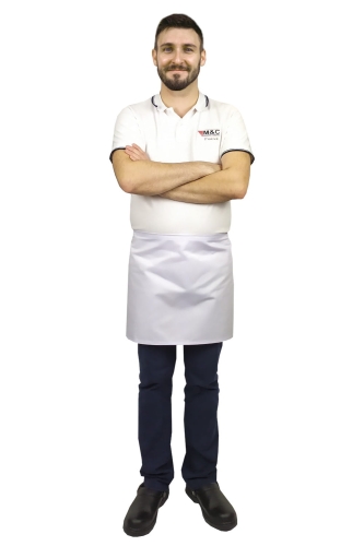 Бяла сервитьорска престилка дължина 40 см