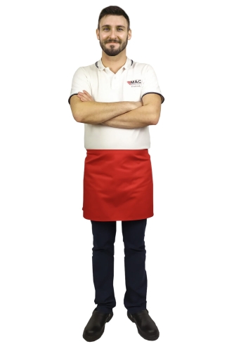 Червен сервитьорски фартук с дължина 40 см