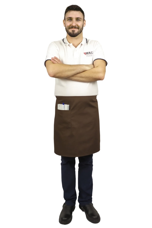 Кафява сервитьорска престилка с дължина 50 см