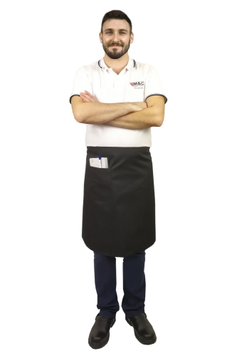 Черен сервитьорски фартук с дължина 60 см