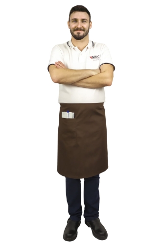 Кафява сервитьорска престилка с дължина 60 см