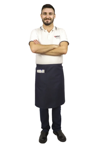 Тъмносиня сервитьорска престилка с дължина 60 см