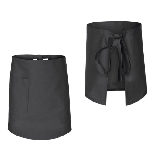 Сив готварски фартук за сервитьори, дължина 60 см