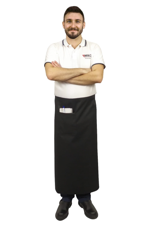 Черен сервизен фартук дължина 90 см