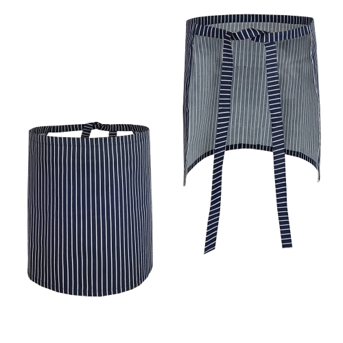 Синя сервитьорска престилка в бели ивици