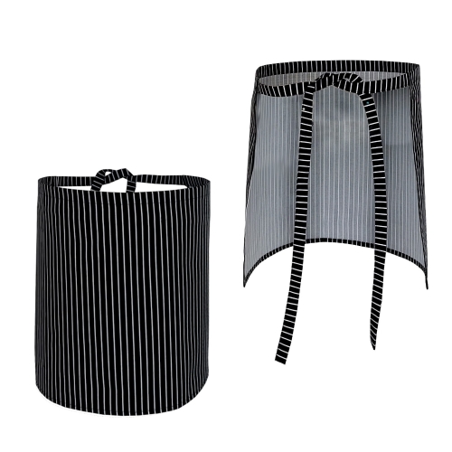 Черен сервитьорски фартук с бели ивици