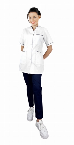 Дамски медицински комплект PHARMACY COMFORT с тъмносиня кант.