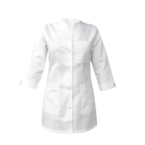 Дамски медицински комплект с 3/4 ръкав и бяла кант.