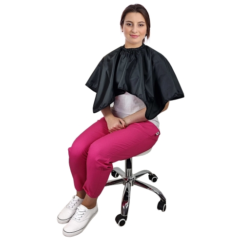 кратък водоустойчив черен фризьорски наметало