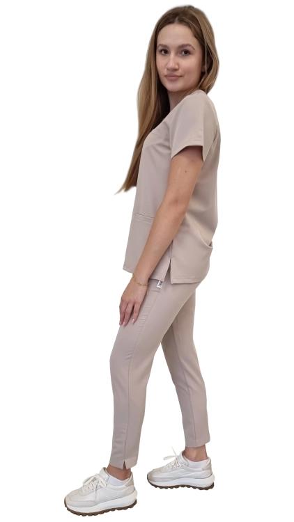 Damski komplet medyczny BASIC PREMIUM w kolorze beżowym