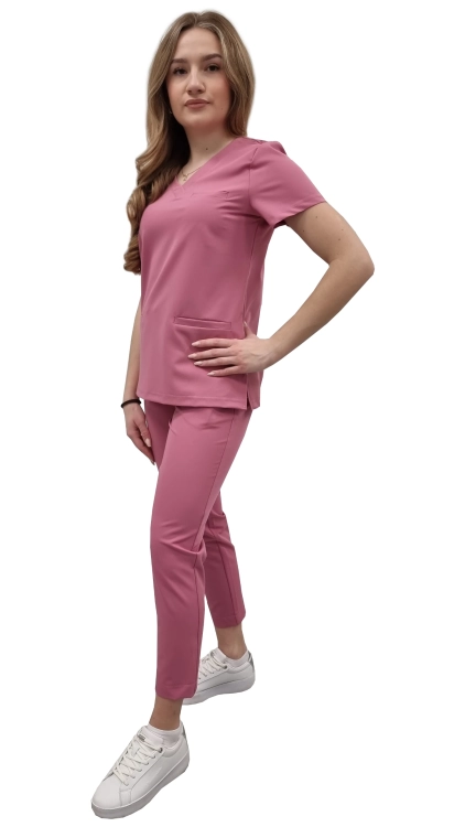 Komplet medyczny damski BASIC PREMIUM w kolorze brudny róż