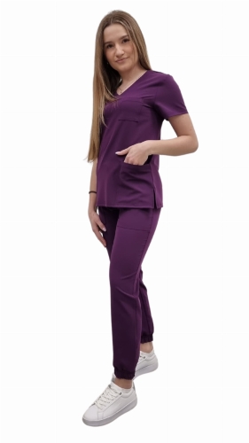 Fioletowy komplet medyczny damski – scrubs CASUAL PREMIUM