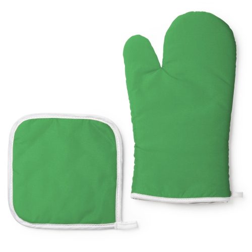Zielona rękawica kuchenna z łapką w zestawie