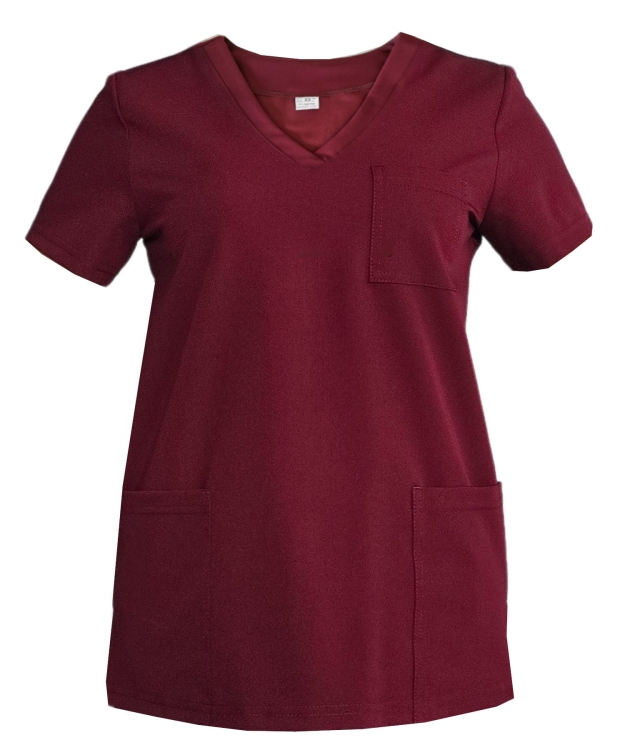 Damska bluza medyczna Casual Premium w kolorze bordowym