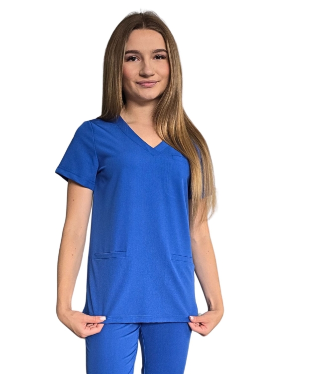 Damska bluza medyczna chabrowa BASIC PREMIUM