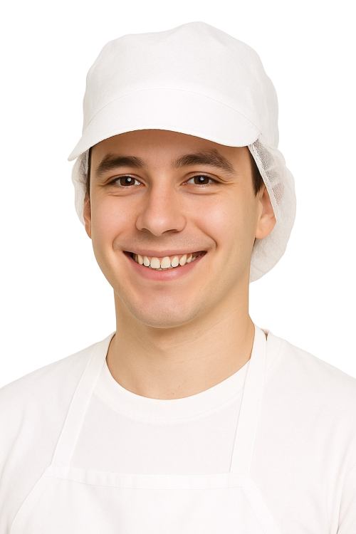 Biała czapka kuchenna z daszkiem jednorazowa