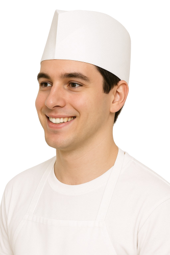 Jednorazowa czapka kuchenna typu łódka biała