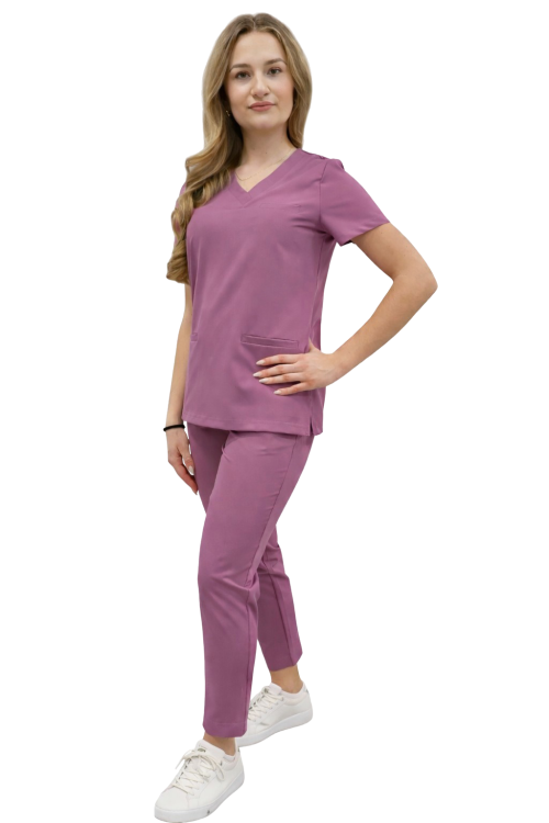 Damski komplet medyczny BASIC PREMIUM w winogronowym kolorze