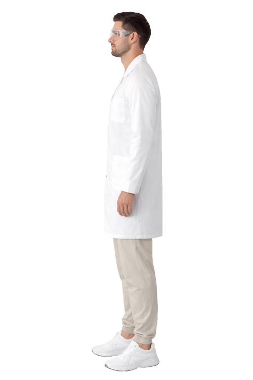 Fartuch medyczny męski  w zestawie z okularami laboratoryjnymi