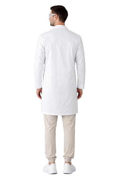 Męski zestaw laboratoryjny z fartuchami i okularami przeciwodpryskowymi