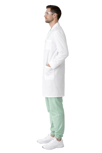 Fartuch medyczny zapinany na guziki w zestawie laboratoryjnym męskim