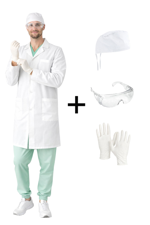 Fartuch z guzikami w zestawie dla mężczyzn studentów medycyny