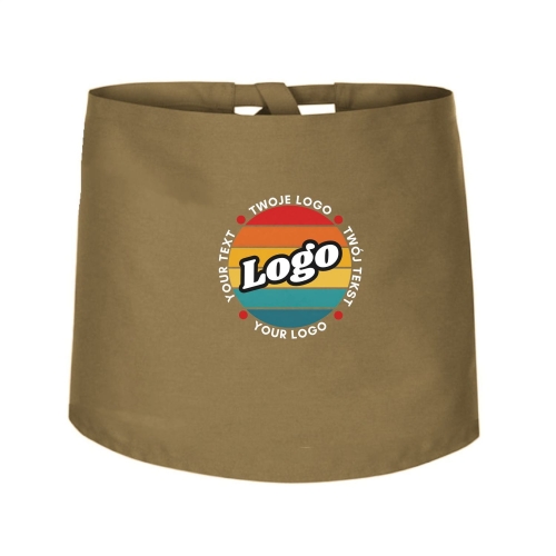 Zapaska kucharska krótka beżowa wiązana długość 40cm z twoim nadrukiem logo.jpg
