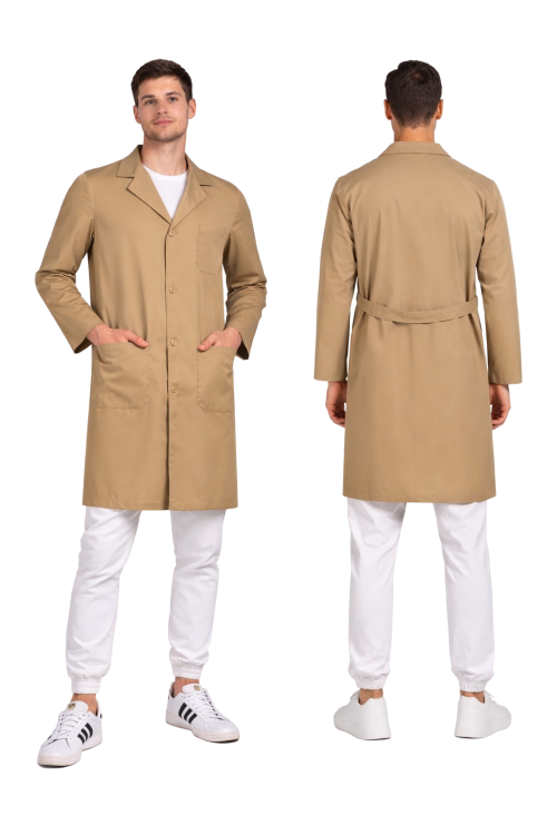 Fartuch męski laboratoryjny w kolorze beżowym