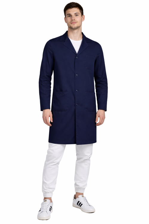 Fartuch laboratoryjny męski kolor granatowy na guziki