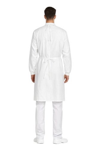 Biały fartuch prosektoryjny unisex z kieszeniami