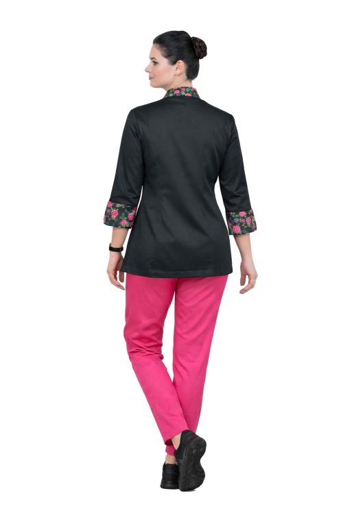 Damski komplet kucharski z kitelem  i spodniami kucharskimi