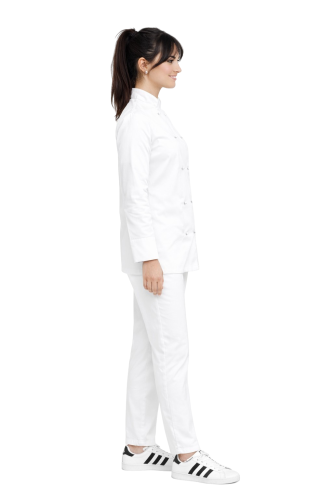 Damski komplet kucharski z bluzą i spodniami kolor biały