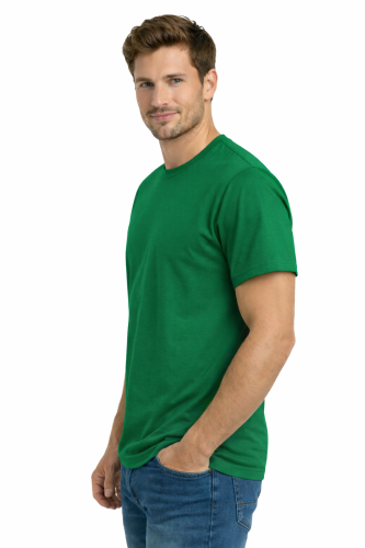 T-shirt męski krótki rękaw 100% bawełna kolor zielony widok z boku.png