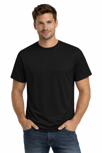 T-shirt męski krótki rękaw 100% bawełna kolor czarny.png