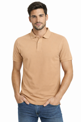 Koszulka polo męska krótki rękaw beżowa.png