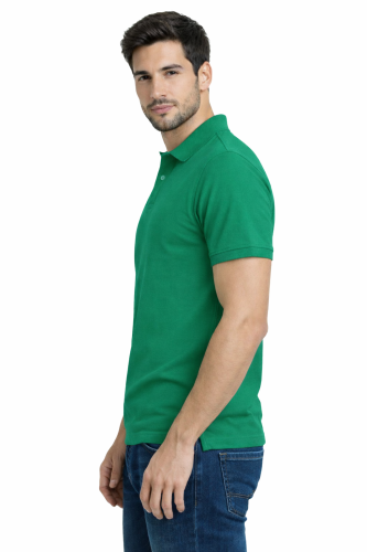Koszulka polo męska krótki rękaw zielona widok z boku.png
