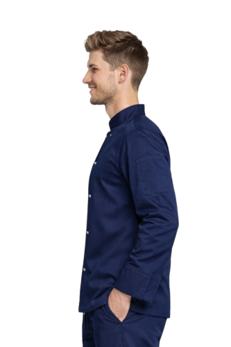 Granatowa bluza kucharska elastyczna z długim rękawem