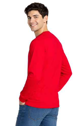 T-shirt męski z długim rękawem 170g czerwony widok z tyłu.png