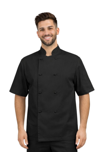 Bluza kucharska męska z czarnymi guzikami krótki rękaw