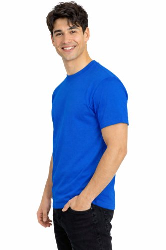 T-shirt męski z krótkim rękawem gramatura 190g chabrowy widok z boku.png