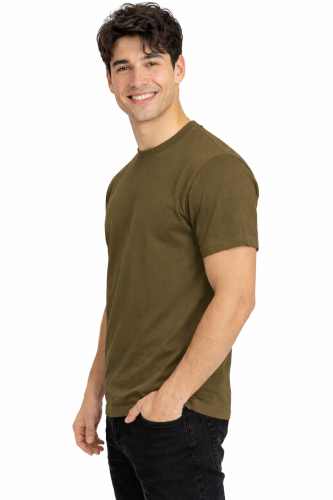 T-shirt męski z krótkim rękawem gramatura 190g oliwkowy widok z boku.png