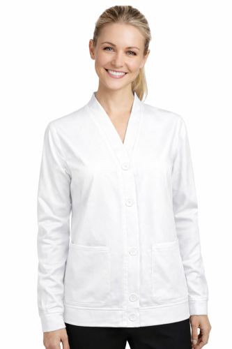 Bluza medyczna damska zapinana na guziki biała.png