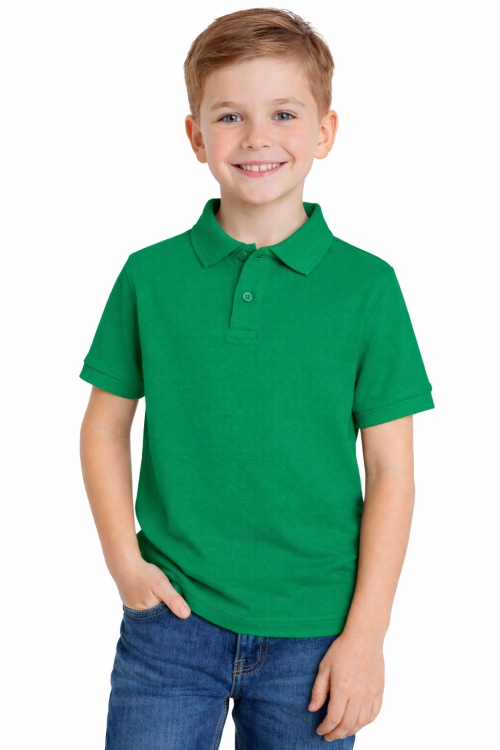 Koszulka polo dziecięca dla chłopca i dziewczynki w wieku 3-14 lat zielona.png