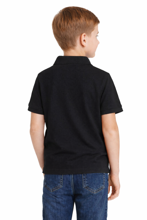 Koszulka polo dziecięca dla chłopca i dziewczynki w wieku 3-14 lat czarna widok z tyłu.png