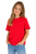 T-shirt dziecięcy dla chłopca i dziewczynki kolor czerwony widok dziewczynki w t-shirt.png
