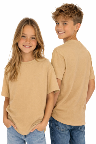 T-shirt dziecięcy dla chłopca i dziewczynki kolor beżowy.png