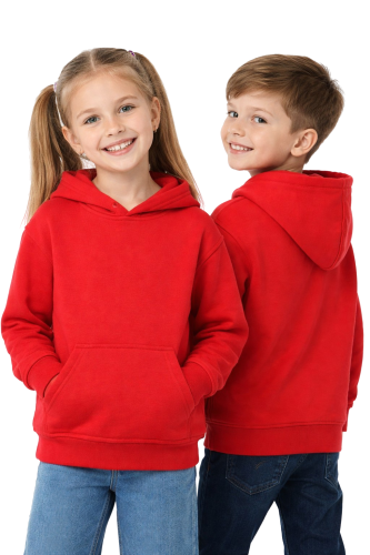 Bluza sportowa z kapturem i długim rękawem dziecięca dla chłopca i dziewczynki czerwona.png
