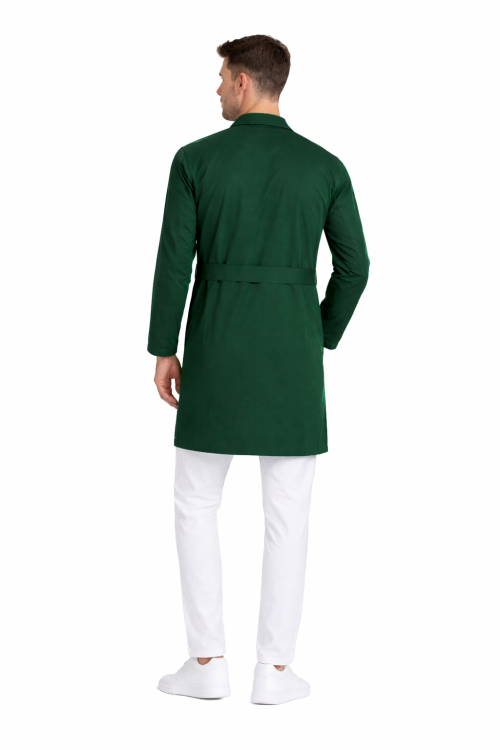 Zielony fartuch laboratoryjny męski z guzikami.png