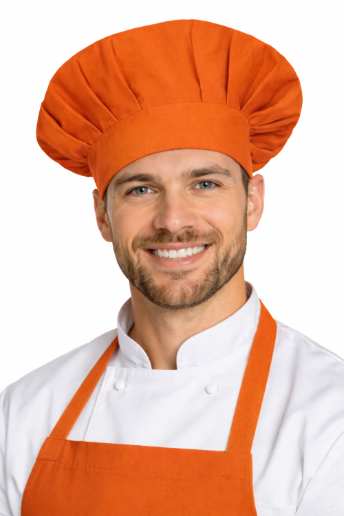 Czapka kucharska szefa kuchni unisex pomarańczowa.png