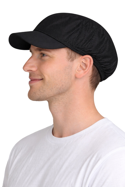 Czapka z daszkiem twardym smoothy czarna widok z boku.png